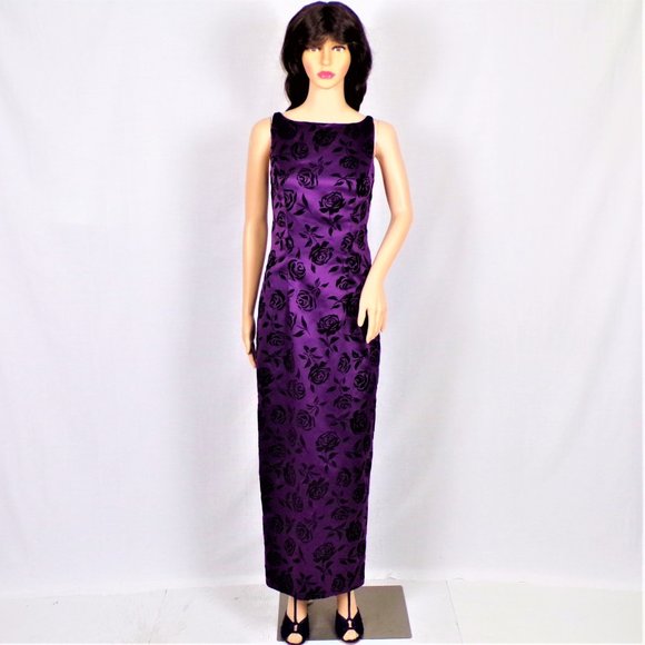 A-LIST BY WRAPPER size 5/6 purple/black satin sleeveless long gown - Picture 1 of 12